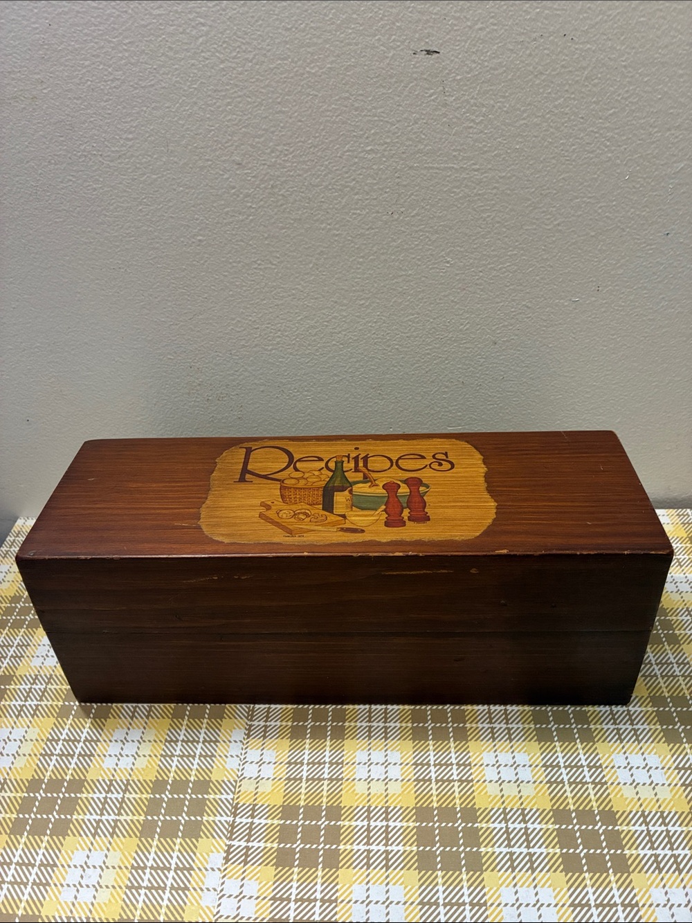 Wooden Recipe Storage Box - Brown